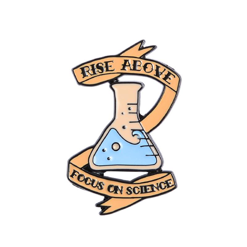 Stylish Science Experiment Bottle Brooch with English Letter Ribbon