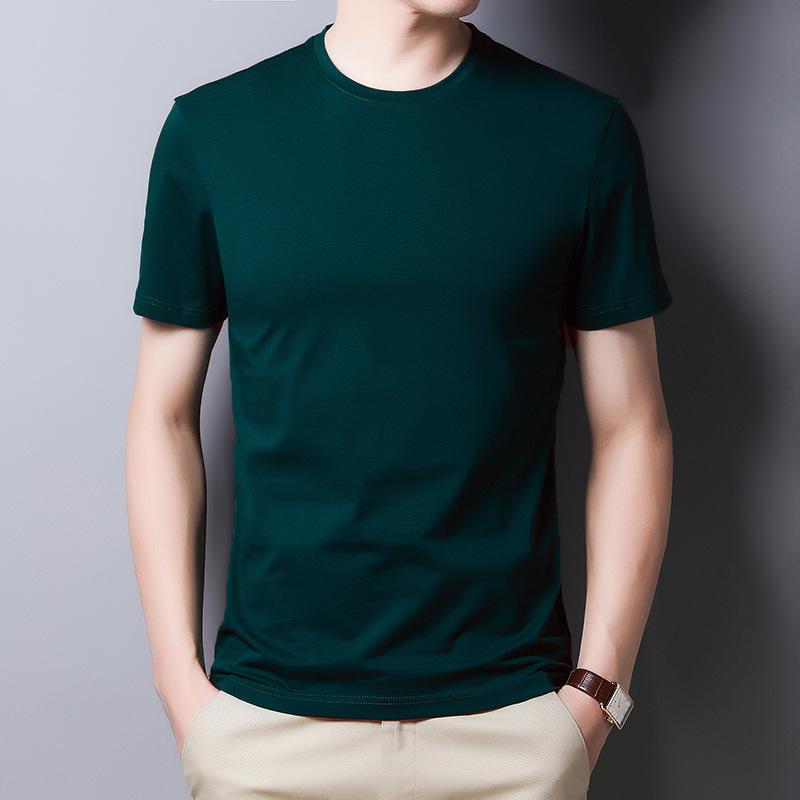 Men's Summer 2022 Pure Cotton Crew Neck T-shirt - Solid Color, Short Sleeve, Casual Fit