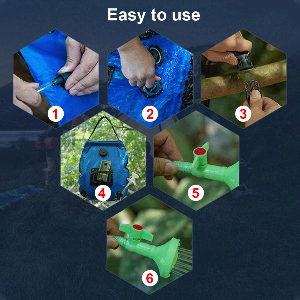 20L Solar Shower Bag Outdoor Portable Solar Heating Shower Bag for Camping Hiking Traveling Beach