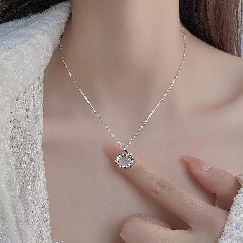 2025 Light Luxury 925 Plated Ruyi Longevity Lock Necklace for Women - High-End Style Pendant