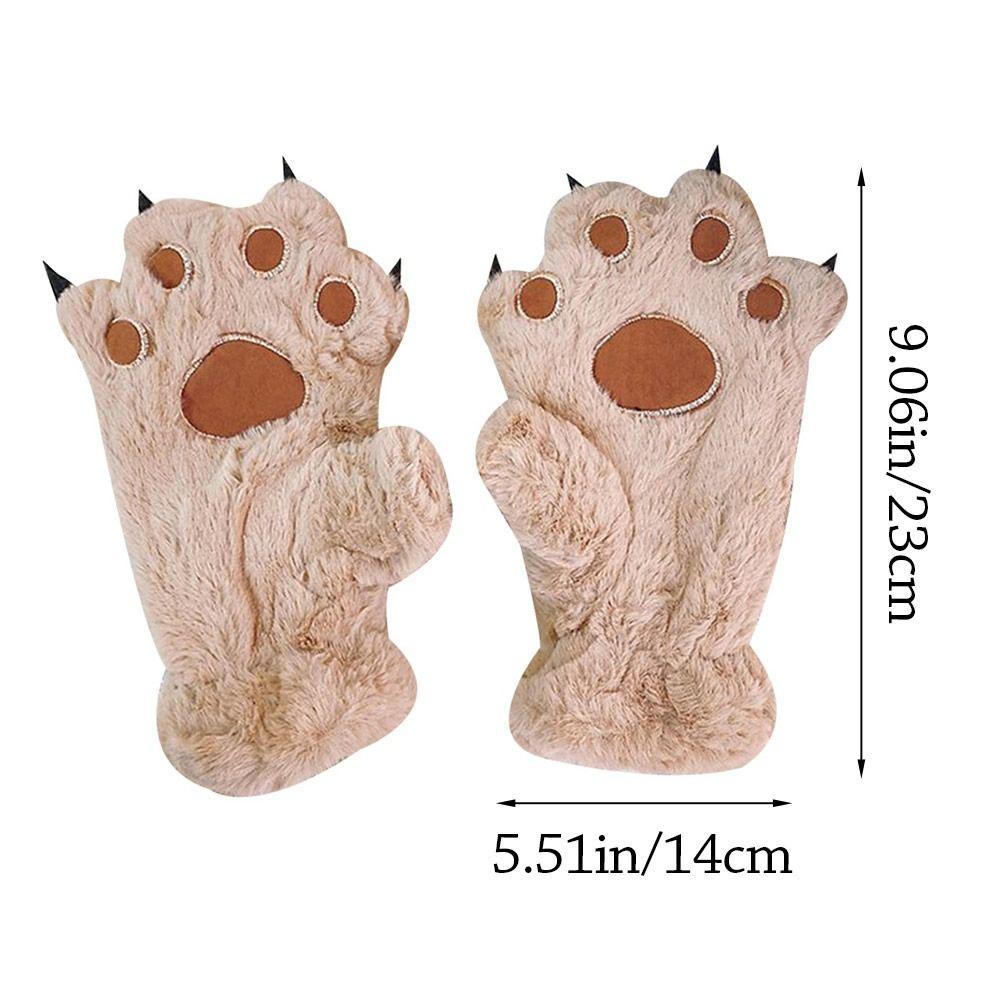 Bear Paw Furry Mittens Plush Animal Gloves Fashion Women Winter Gloves Cosplay