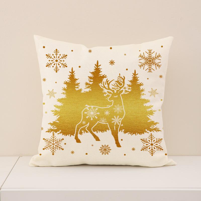 Red Christmas Print Pillow Cover Nordic Style Linen Print Holiday Decoration Living Room Sofa Cushion Cover Pillow