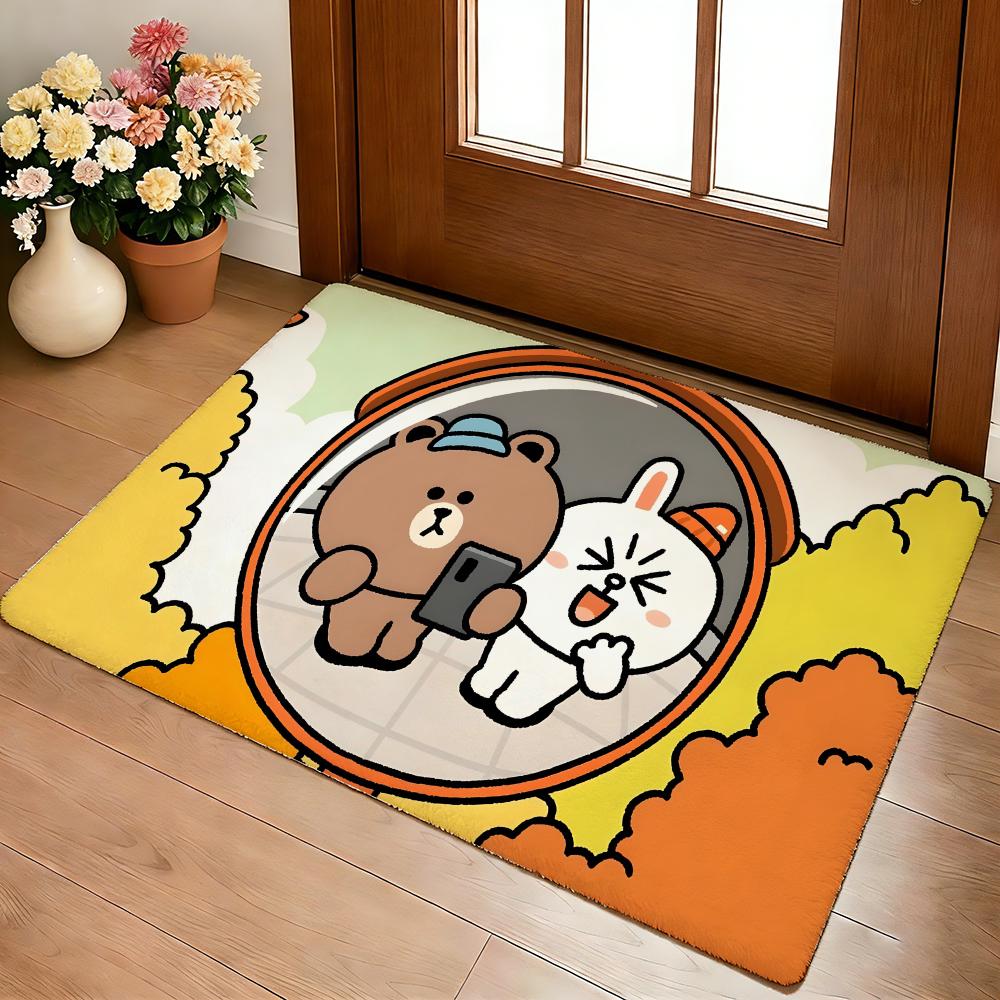 Anime L-LINE F-FRIENDS Floor Mat Cozy Flannel Soft Thick Non-Slip Mat For Living Room Bedroom Kitchen Decor Rugs