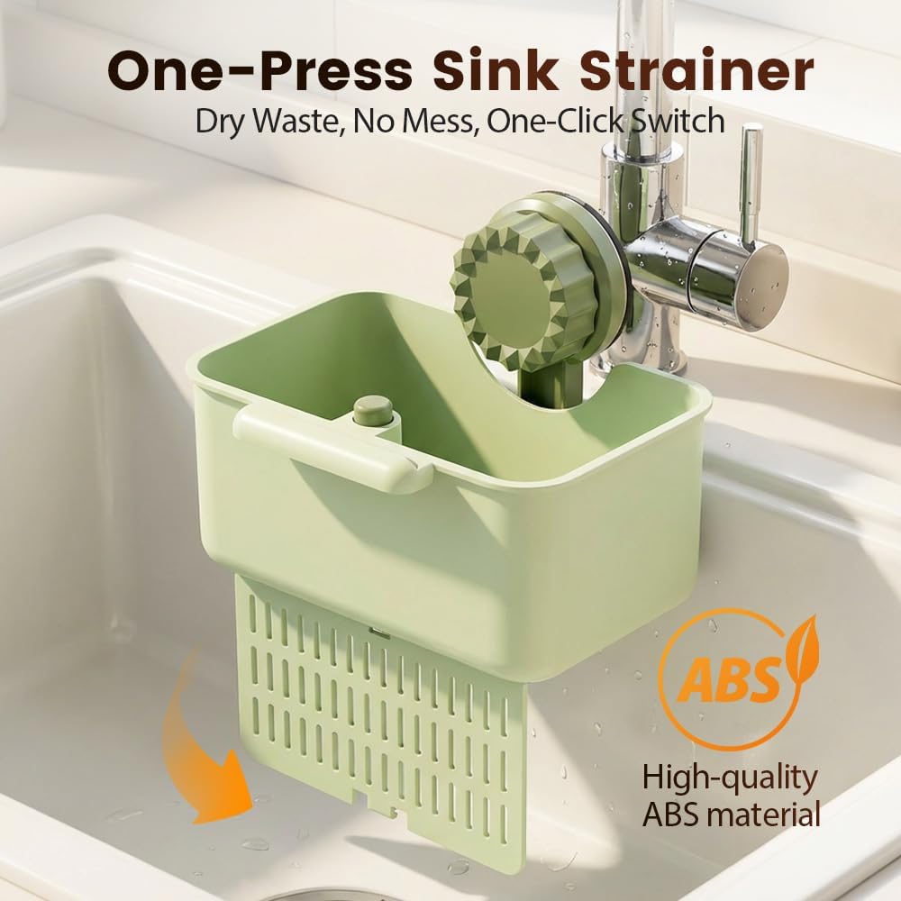 New Sink Drain Strainer Bask Sink Washing Basin Anti Leak Filter Basin Suction Cup Rack One Click Press Type Grid Drain Storage