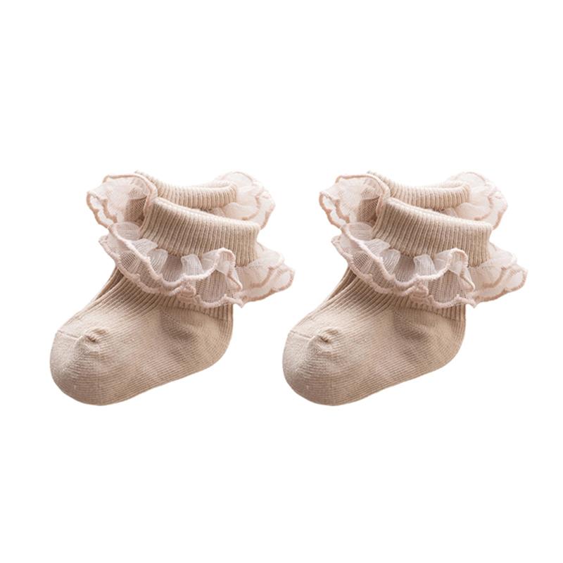 

Детские носки для девочек 0-2 лет, кружевные рюши, милые противоскользящие носки принцессы для малышей, весенне-осенние милые детские носки L 1-2 Years
