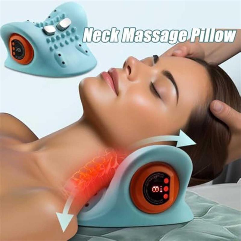 1 Stück Massage Nacken- und Schulterkissen - Tragbare kabellose Massageauflage für Büro-, Auto- und Heimgebrauch - Türkisblaues Design, Ergonomische Bedientasten,