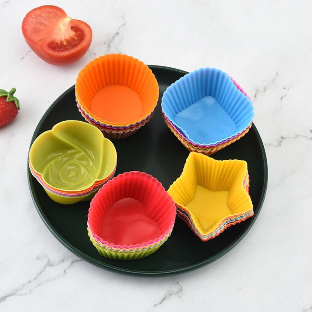 High Quality Silicone Cupcake Puto Molder Random Color reusable Cake Mold Round Square -40-230°C Muffin Cups