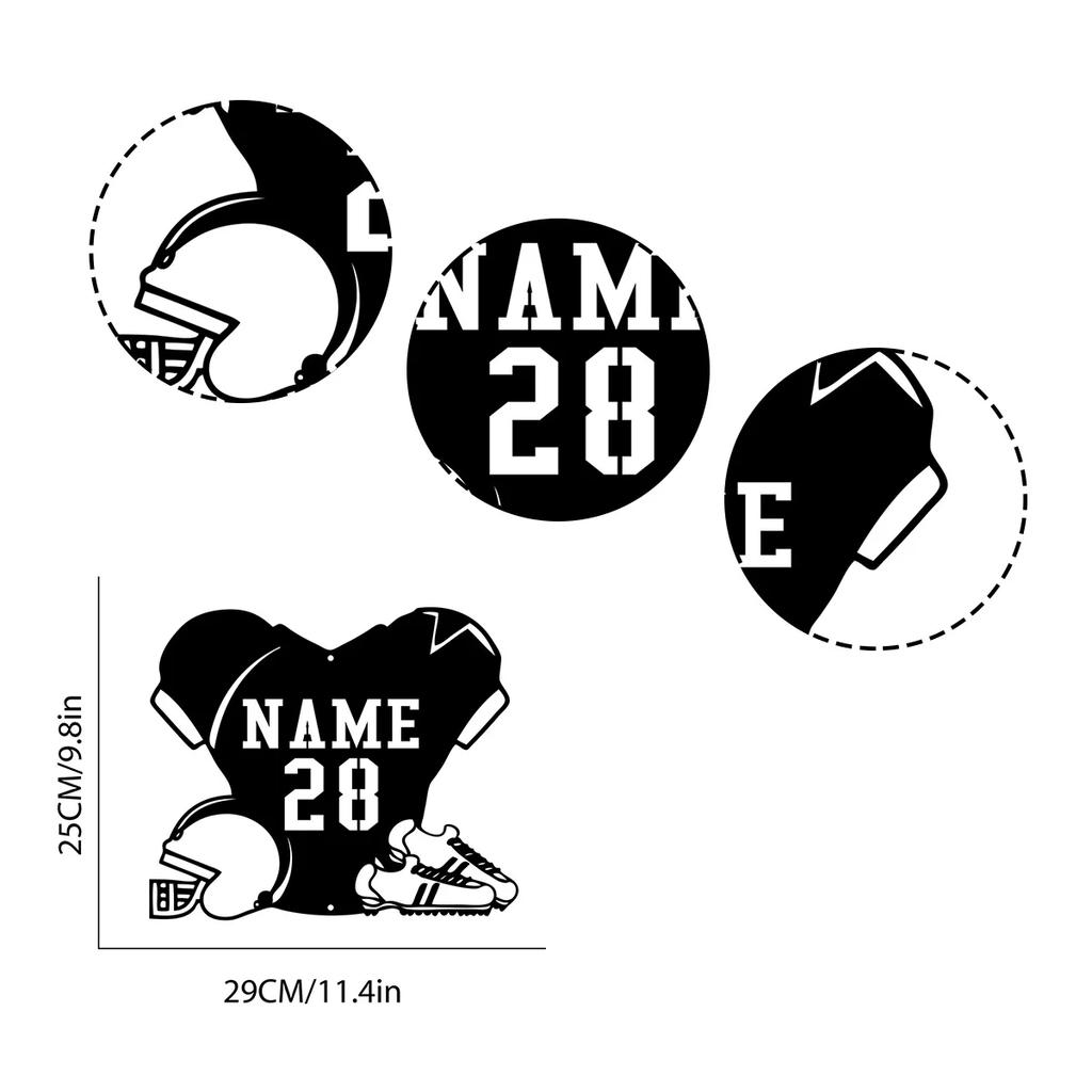 Personalized Football Metal Sign, Custom Name Plate, Sports Man Cave Wall Art, Birthday Gift for Him