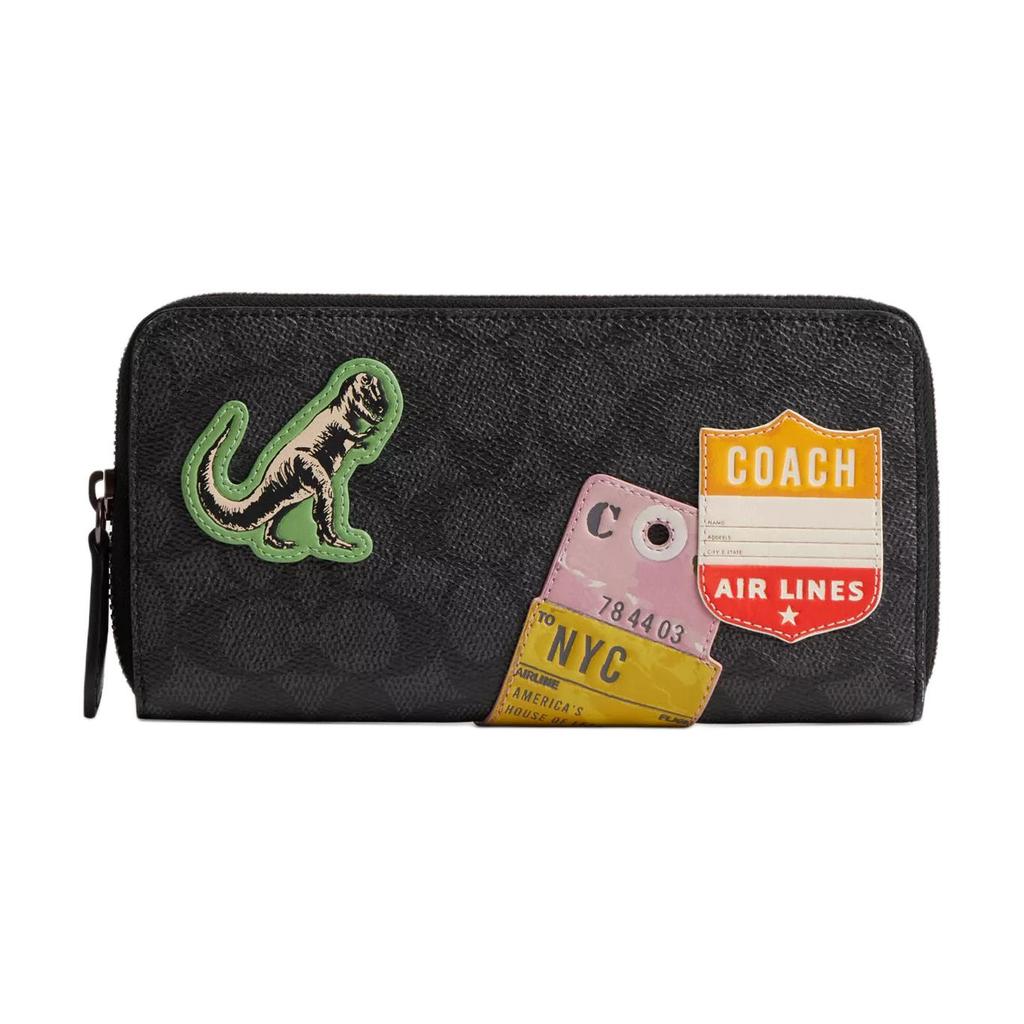 New COACH Coated Canvas Wallet Trumpets Men's Carbon Gray Mixed Color CBH84-A5F