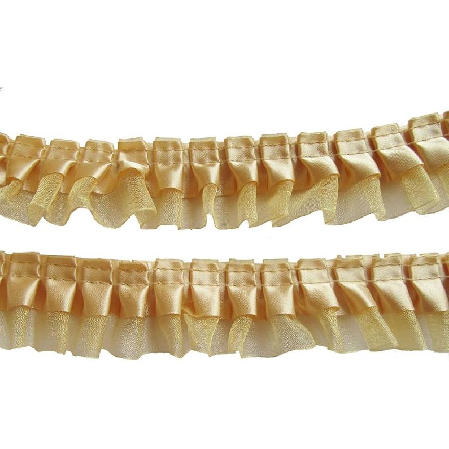 YYCRAFT Pack of 5y Two Tone Satin Organza Lace Edge Trim 1.5" Wedding Ribbon Sewing (Royal)