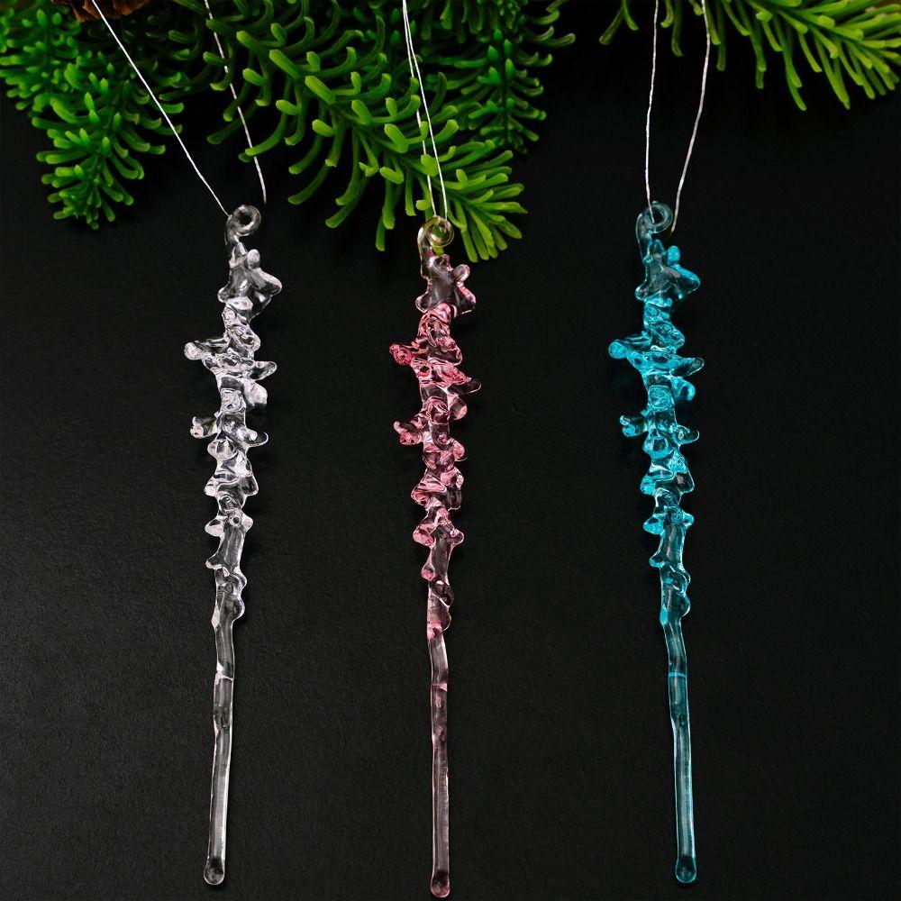 12Pcs Snow Beads Star Drop Ornaments Acrylic Xmas Tree Embellishment  for Christmas