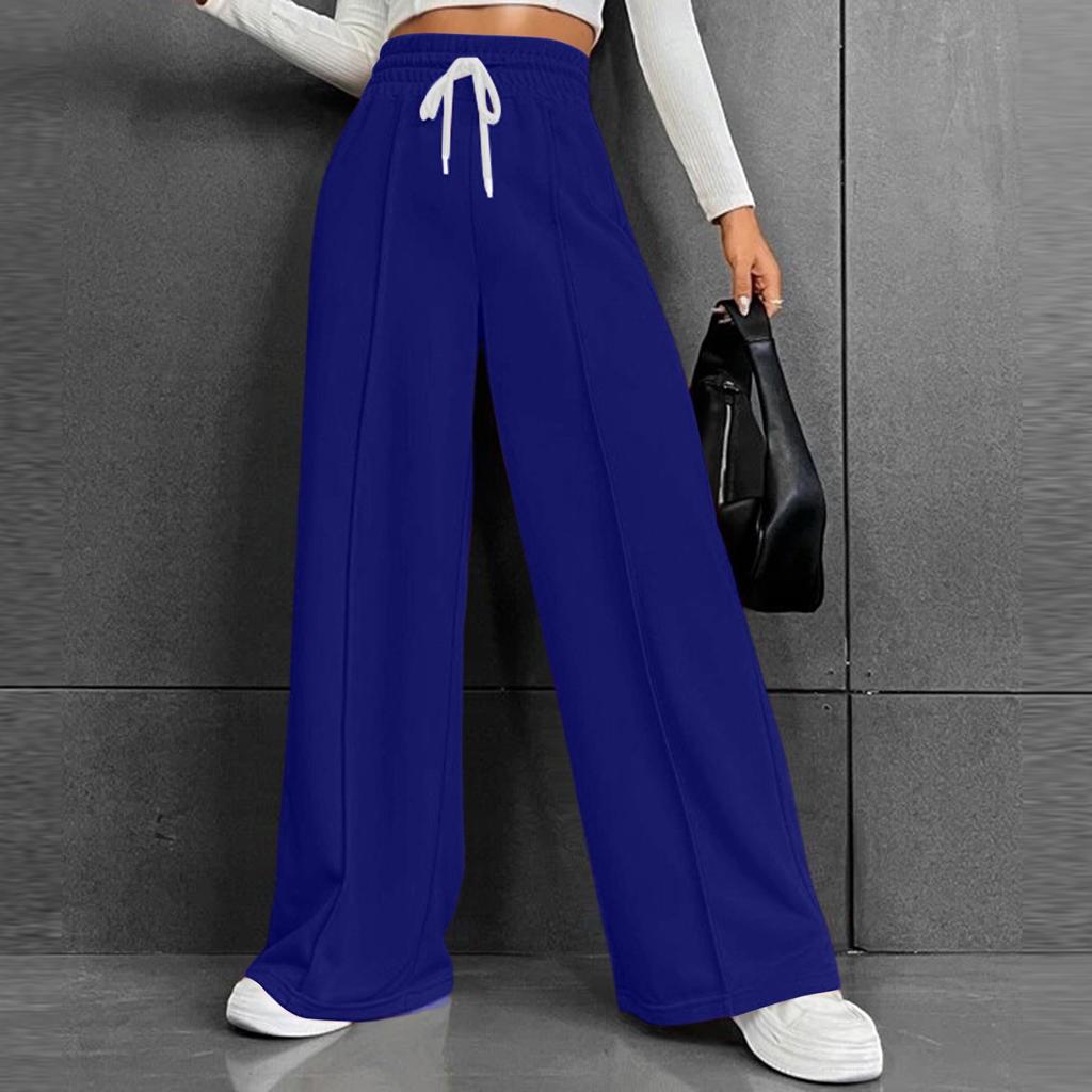 Women's Versatile Casual Comfortable Loose High Waist Drawstring Wide Leg Trousers