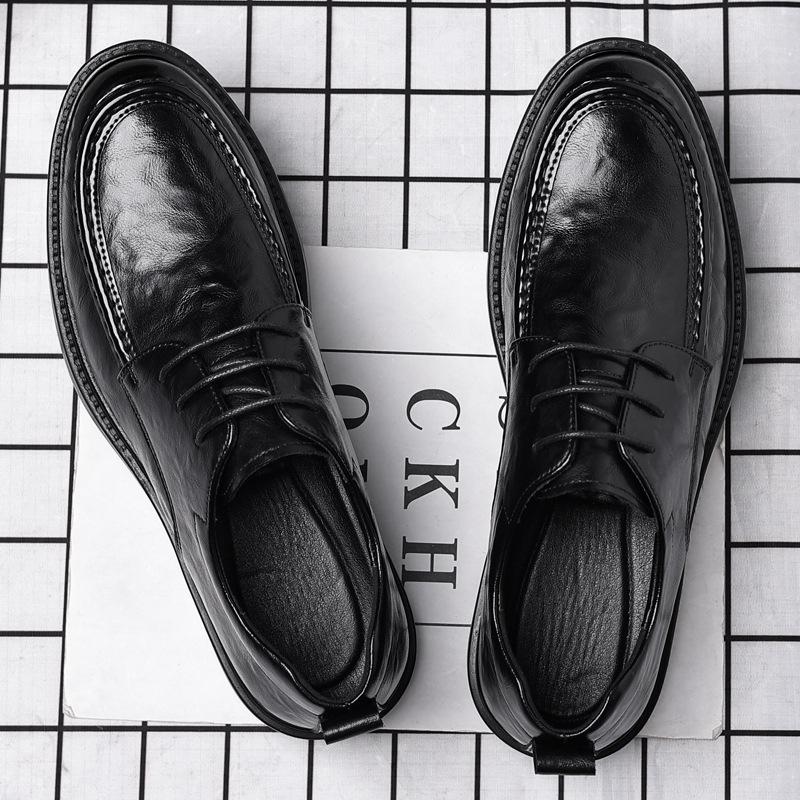 Business Dress Men's Leather Shoes Men's 2025 British Leather Shoes Casual Height Increase 8CM Wedding Groom Shoes