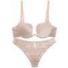 European and American Striped U-Shaped Push-Up Plus Size Bra with Side Support
