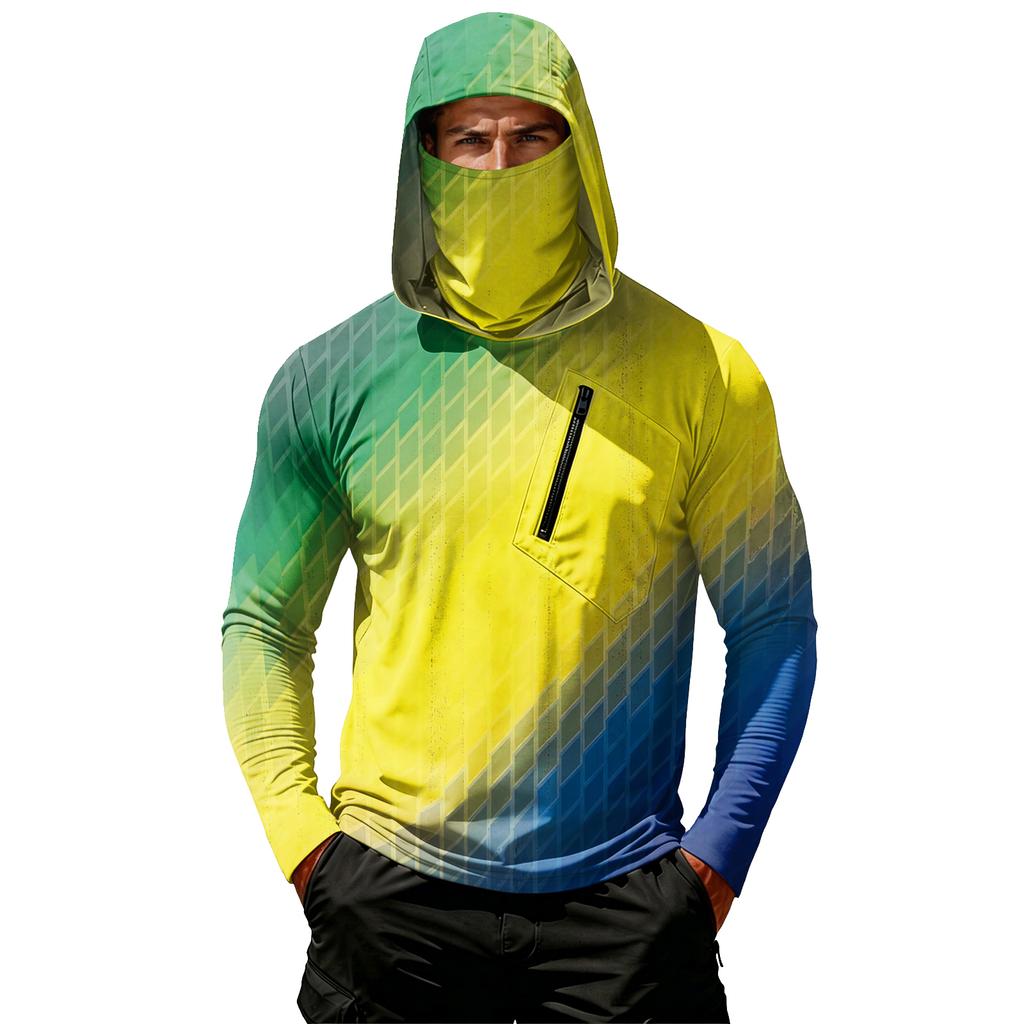 Casual herentop met capuchon en lange mouwen die bescherming biedt tegen de zon.