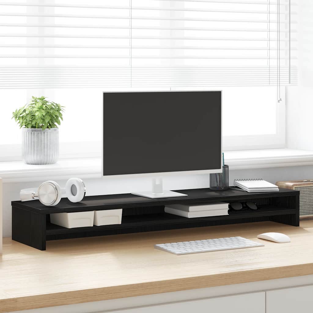Monitor Stand in Black Oak Finish 100 x 24 x 13 cm Engineered Wood