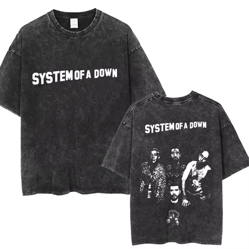 System of A Down Toxicity Album Graphic Washed Tshirt Unisex Women Rock Oversized T Shirts Unisex Vintage Alternative Metal Tshirts