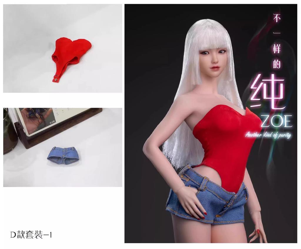 [TOYBARJAPAN] 1/6 skala actionfigur kompatibel med TBLeague kropp i8TOYS I8-P005PD2 ZOE Jun Junior Bishoujo off-shoulder high cut jumpsuit og jeans