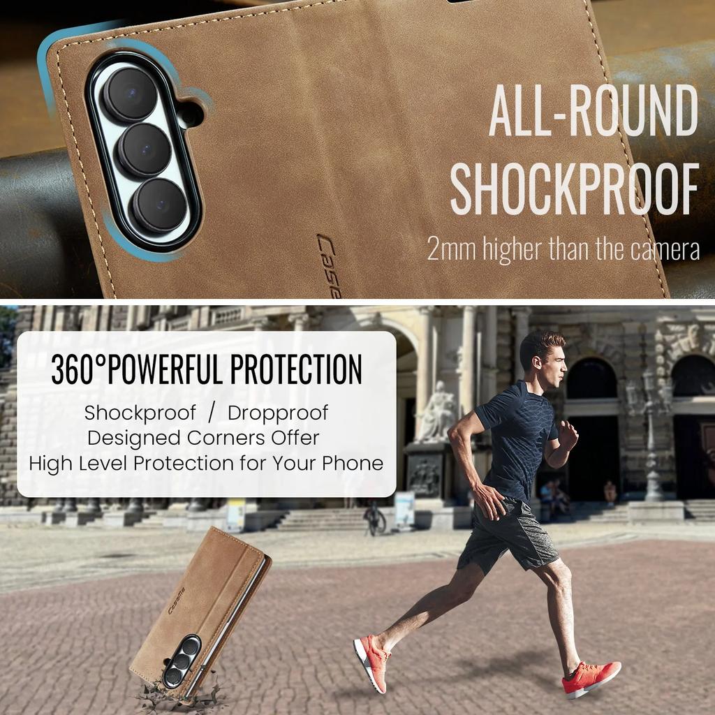 For Samsung Z Fold 8 Ultra 7 6 Luxury Retro Matte Flip Card Slot Wallet Shockproof Stand Camera Protective Case