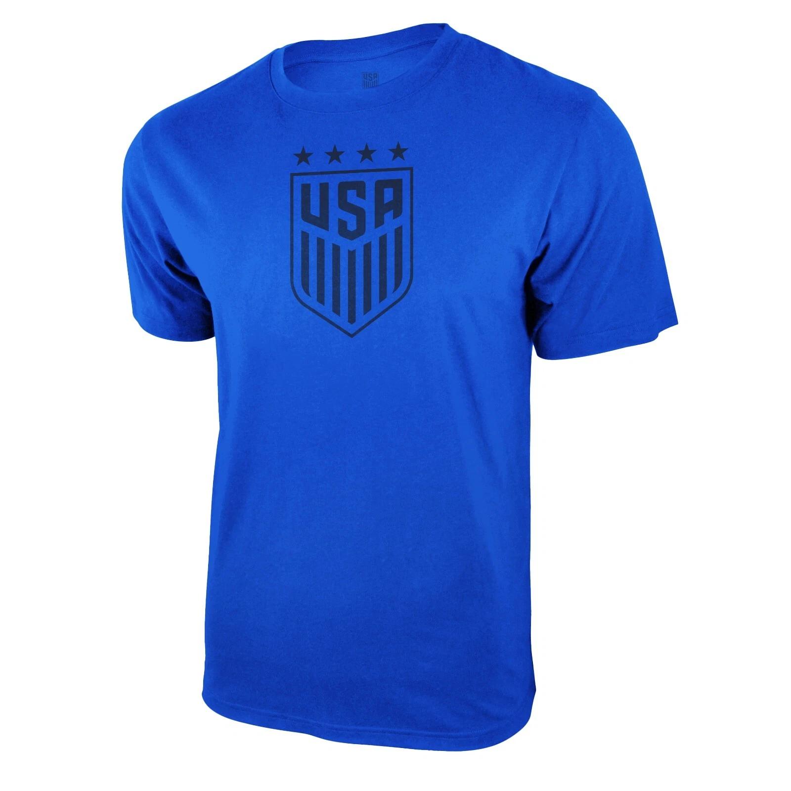 Icon Sports U.S. Soccer Federation USWNT Logo Adult T-Shirt Blue tee Black Logo 4XL