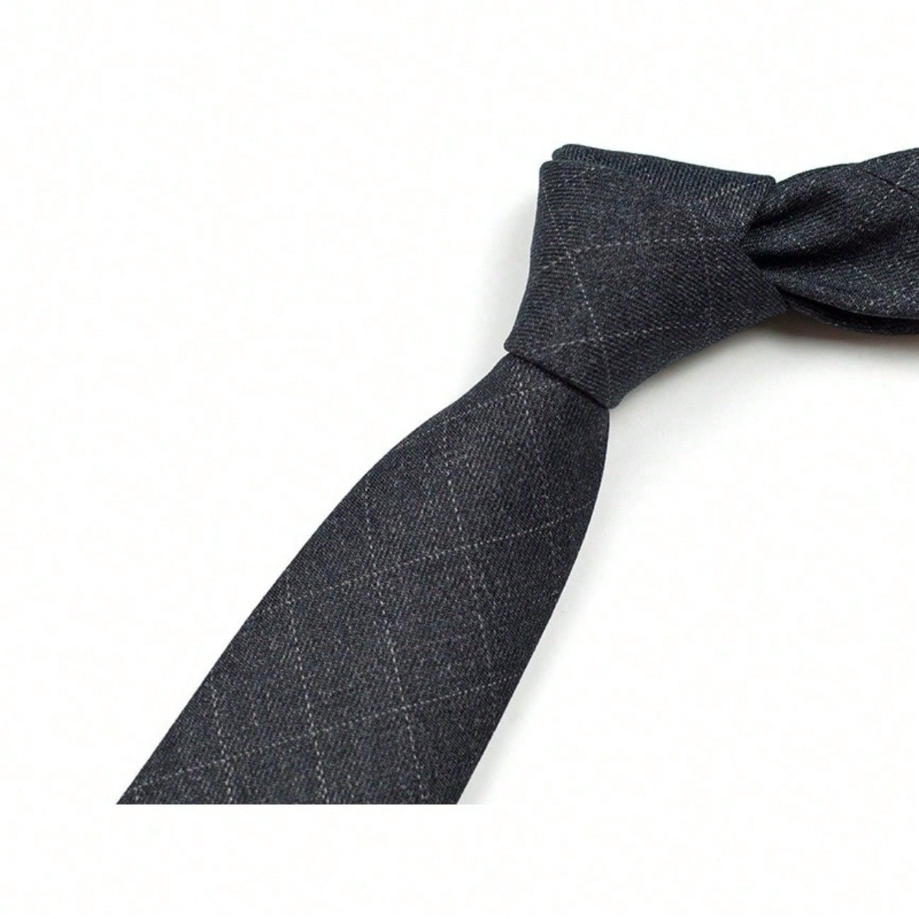 Cravate Costume Homme Couleur Unie Couleur Café Gris 8cm Cravate Rétro Affaires Travail Carreaux Fermeture éclair XZ-252 black