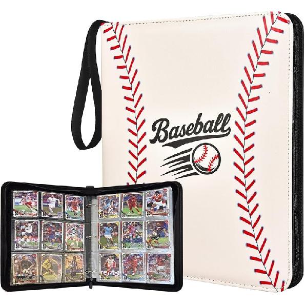 Portable 9-Pocket Trading Card Binder, Holds 990 Cards with 55 Removable Double-Sided Sleeves, Baseball Card Binder Card Storage Organizer Album for