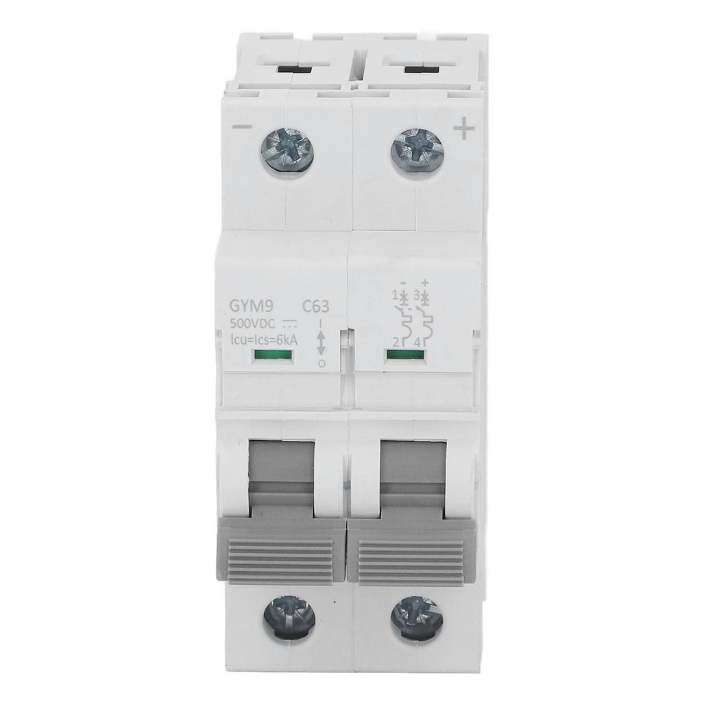 Circuit Breaker Mini 2P MCB Air Switch Overload Protector DC 500V 63A for Home Office