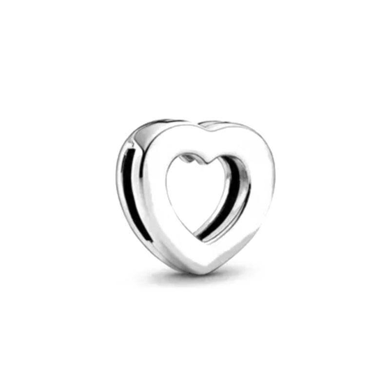 New Original 925 Silver Charms Reflections Clip Love Heart Clover Letters Beads Fit original flat Bracelet Diy Jewelry For Women