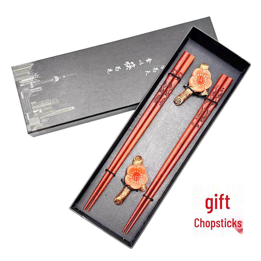 Chinese Style Wooden Chopsticks Gift Set - 2 Pairs for Travel Souvenir or Business Gift