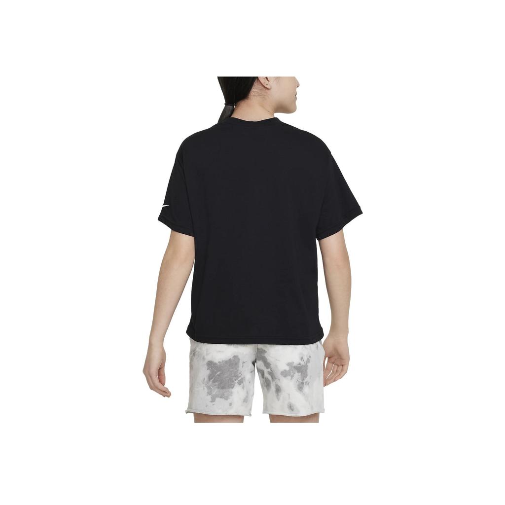 Nike Color Block Round Neck Pullover Short Sleeve T-Shirt Kids Tops Black FB1325-010