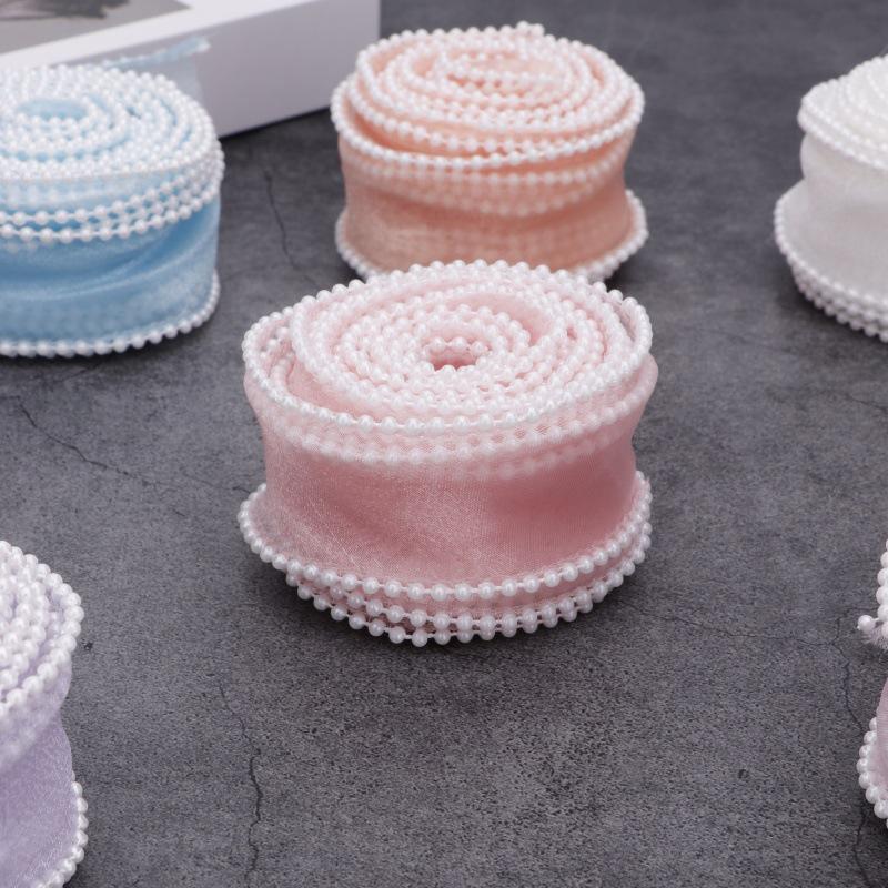 4cm Wide Pearl Fish Tail Yarn Ribbon for DIY Flower and Cake Box Decoration