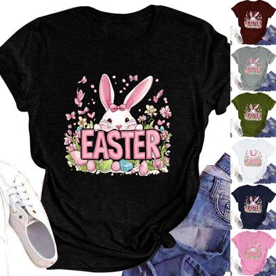 Women's Top Round Neck Casual Printed Short-sleeved T-shirt Top