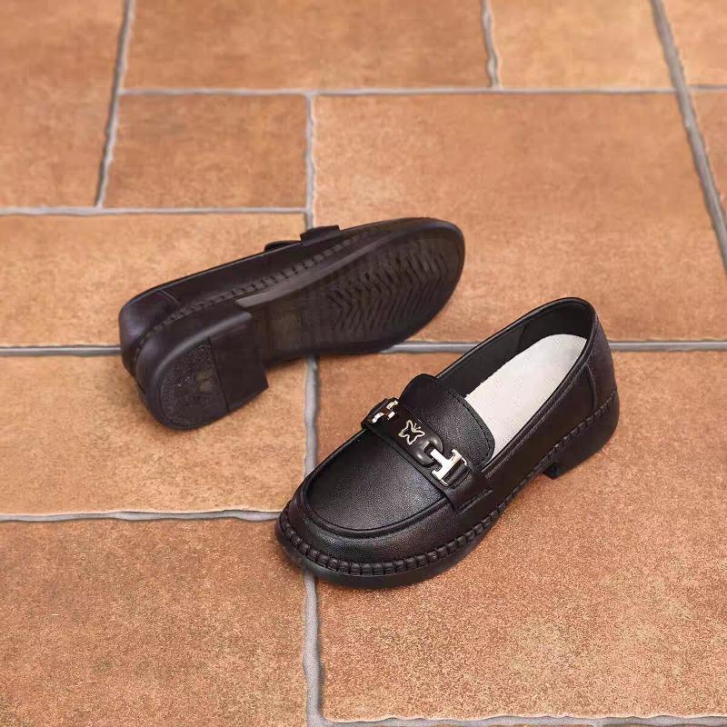 Real soft leather soft sole black small leather shoes women's spring new flat sole shoes comfortable versatile breathable casual shoes