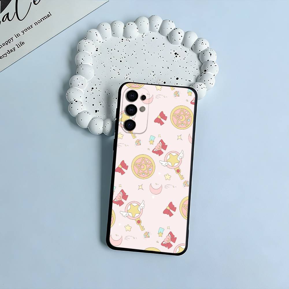 Anime-Karten-Mädchen-Sakura Handyhülle für Samsung S25,S24,S21,S22,S23,S30,Ultra,S20,Plus,Fe,Lite,Schwarz Weiches Silikon