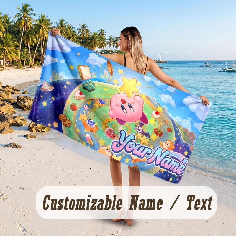 Personalized Beach Towel,Kirby Custom Printed Name Text, Super Absorbent Towel For Beach Vacation