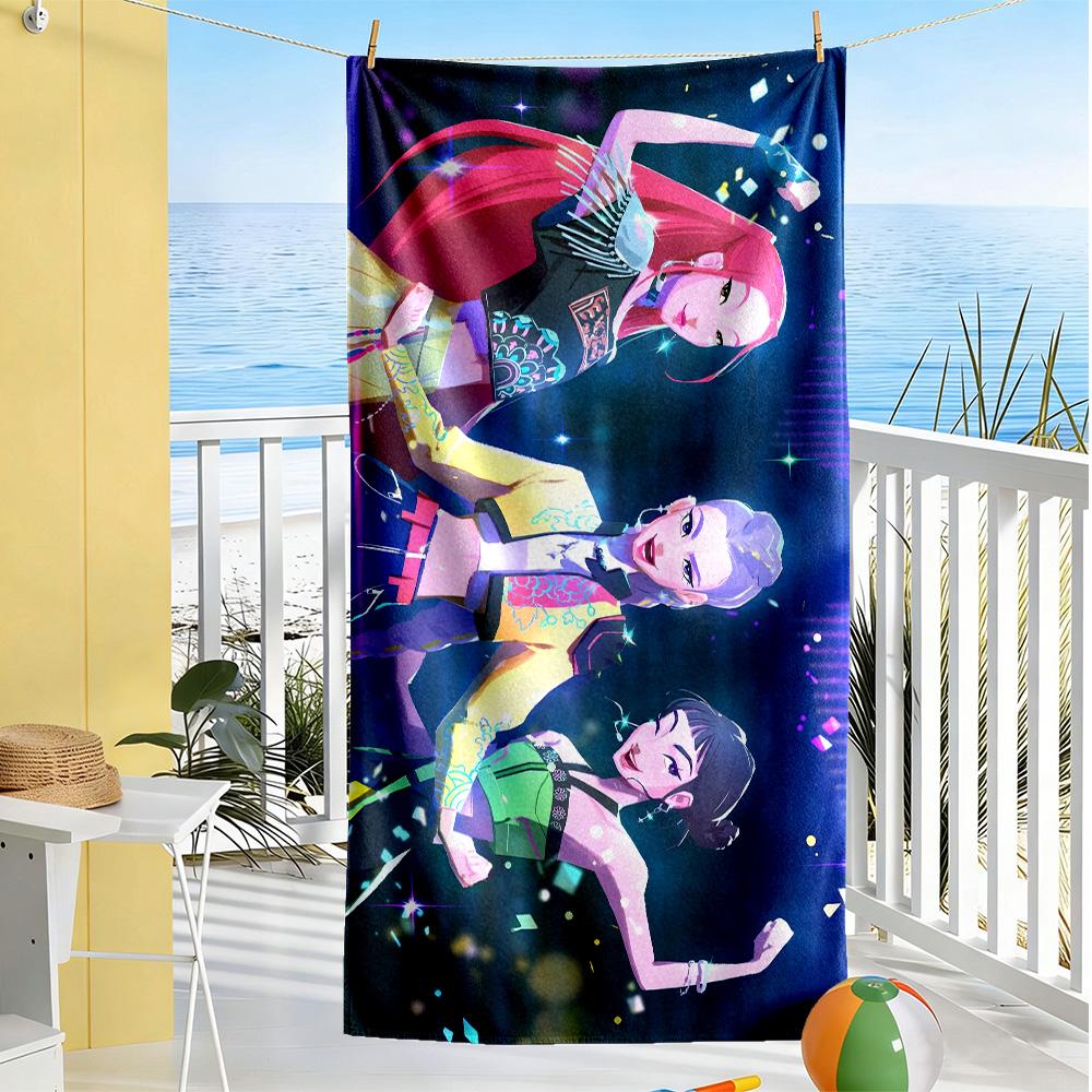 Kpop Demon Beach Towel Quick-Dry Soft Microfiber Comfortable Lightweight