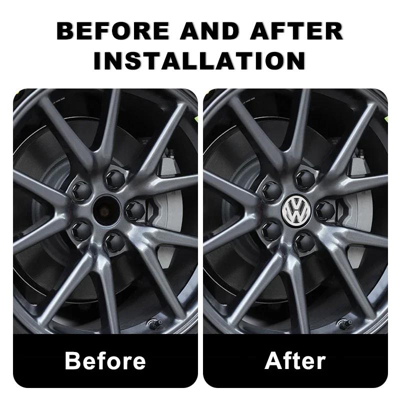 VW Für Volkswagen 56mm Auto Radnabenkappe Nabenkappen Abzeichen Aufkleber Zubehör Für Volkswagen Touran Golf-4 5 6 7 Passat Polo