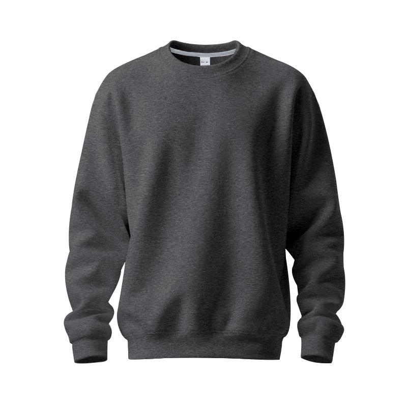 Neues Fleecegefüttertes Sweatshirt für Herren Frühling/Herbst Klassischer Rundhalsausschnitt Einfarbig Übergroß Lässige Passform Oberteil