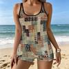 Damen Tankini Badeanzug 2-teilig Vielfältiger Retro-Stil Druck Pflanzenmuster Urlaubs Badeanzüge