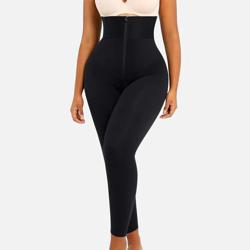 2026 European & American High-Waisted Tummy-Control Body Sculpting Butt-Lift Cropped Leggings with Zipper & Button Closure
