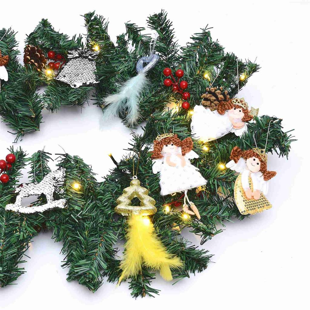 Konstgjord rottinggirlang 2,7 m PVC-simulering Juldekoration Krans Rotting med ljus för hemmet