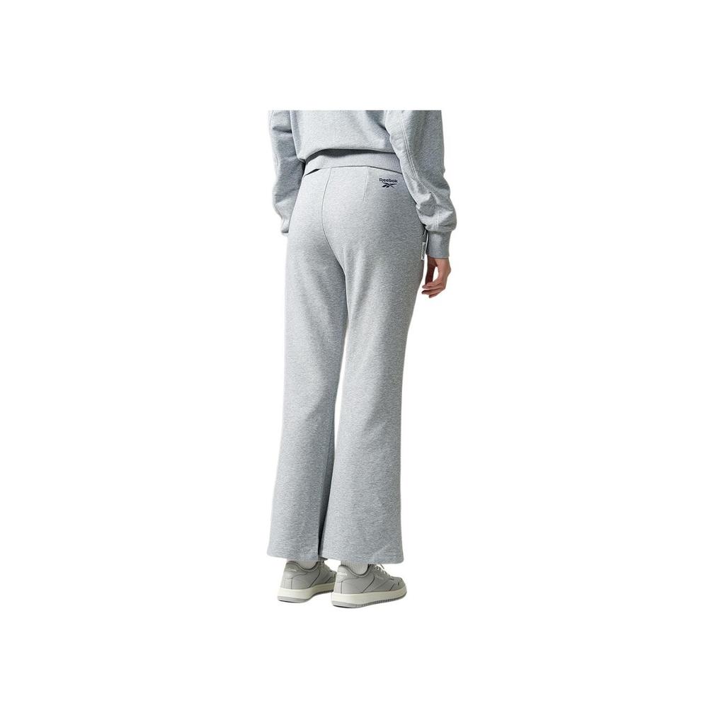 Reebok Logo Embroidered Pattern Elastic Waist Mid-Rise Flared Knit Sports Pants Women Pants Light-Gray 24FRM602WGG3