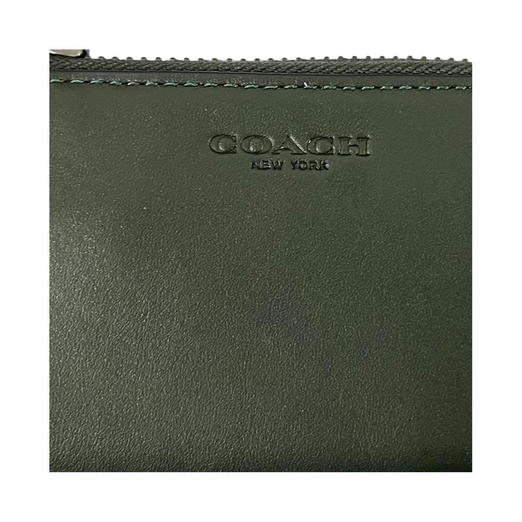 New COACH Card Case Refined Calfskin Card Holder, Wallet Unisex Green CD795G-QBRFT
