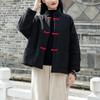 2026 Winter Women's Retro Cotton-Linen Jacket: Solid Color, Frog Button, Stand Collar, Warm Padded