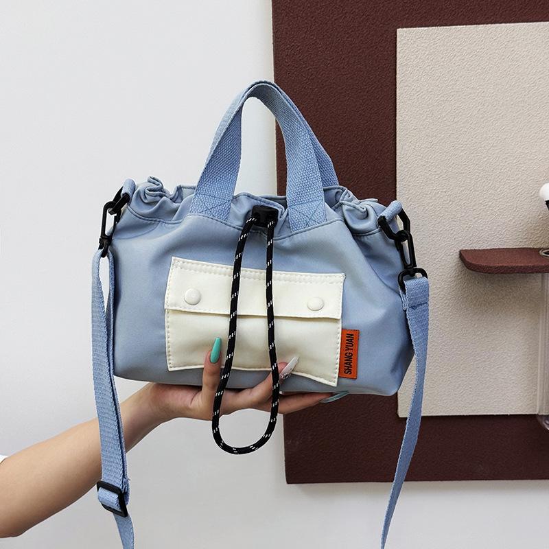Korean Version of Foreign Style Drawstring Women's Shoulder Bag Casual and Lightweight Portable Small Square Bag To Work Commuting Going Out Trav