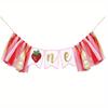 Berry Strawberry Theme High Chair Banner - Sweet First Birthday Banner - Smash Cake Photo Prop - 1st Birthday Photo Backdrop Decorations