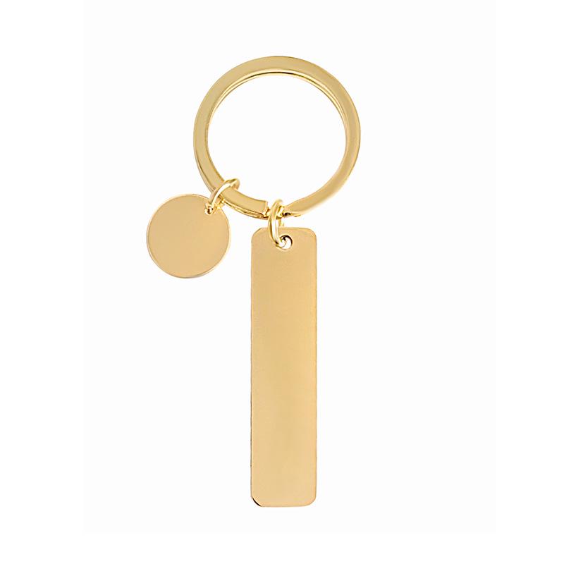 Euro-American Blank Keychain: Long Strip/Round Metal, Holiday Gift