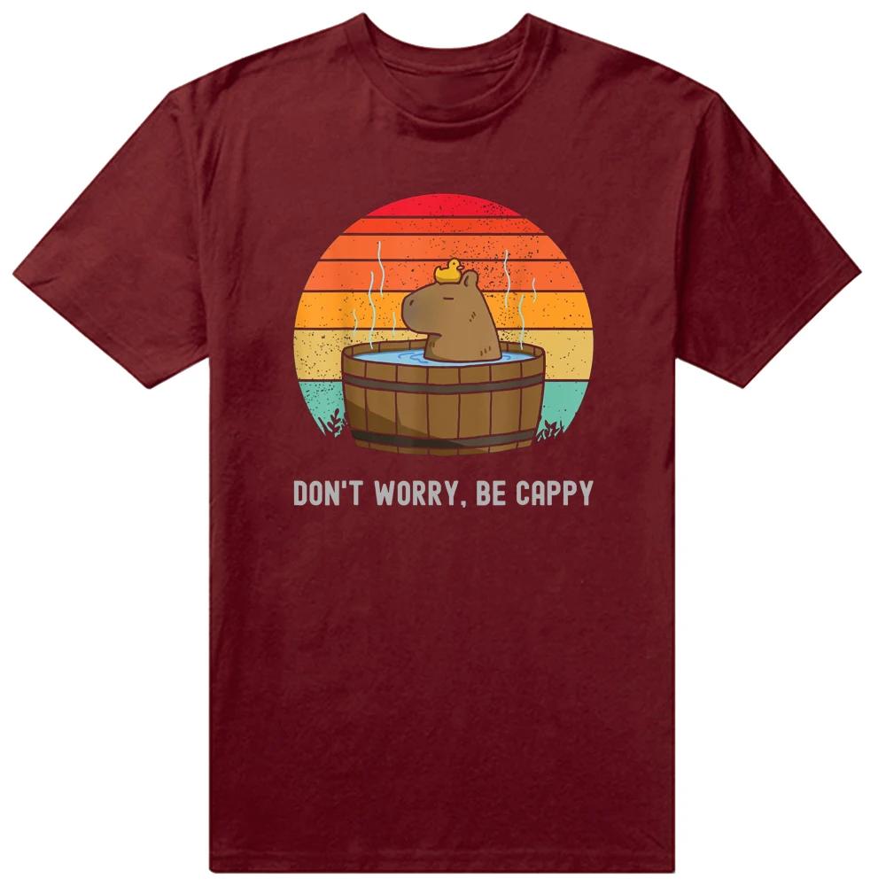 Retro Lustiges Capybara Don't Worry Be Capy T-Shirts Sommer Grafik Baumwolle Streetwear Kurzarm Geburtstagsgeschenke T-Shirt Männer