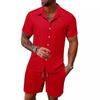 2023 Men's Casual Short-Sleeve Shirt and Shorts Beach Suit - European & American Summer Style