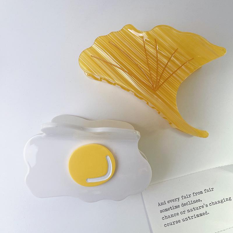 Fun Ginkgo Biloba Banana Poached Egg Hair Clip Headgear Temperament Superior Sense Acetic Acid Shark Clip